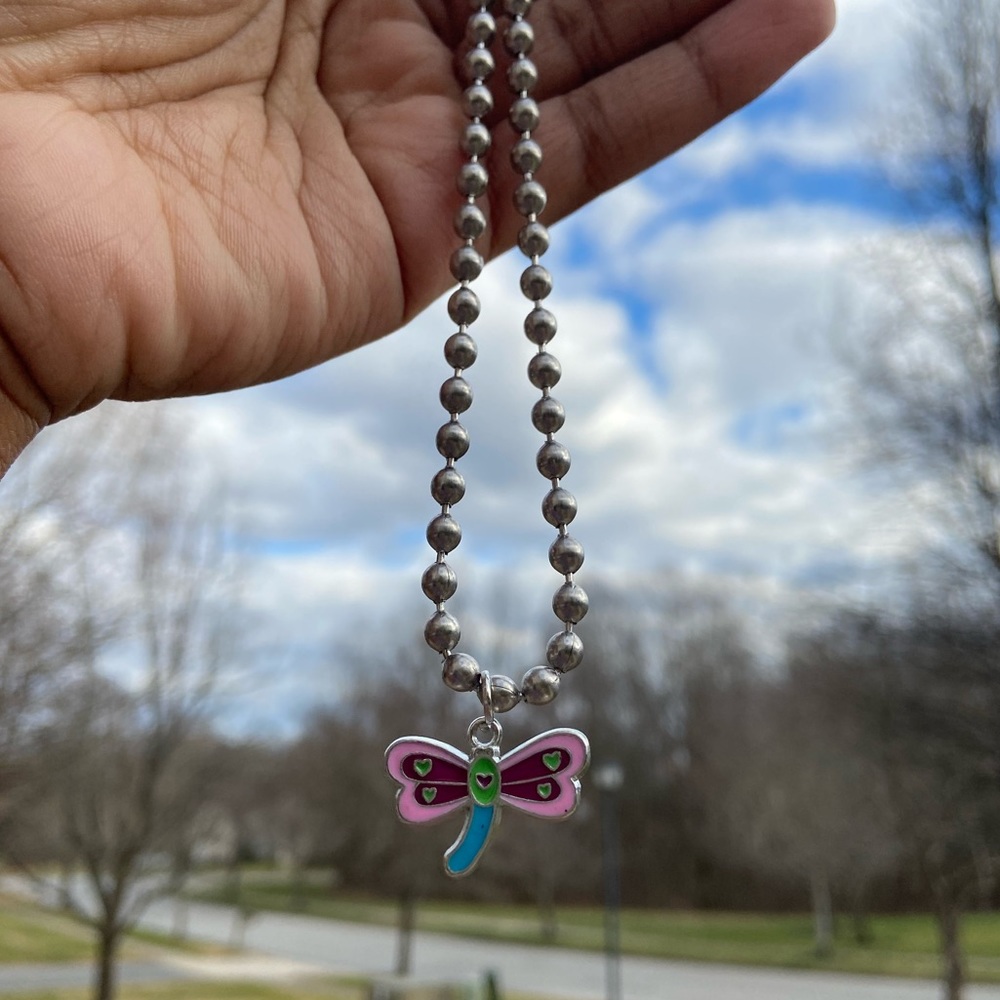 enamel kidcore dragonfly necklace